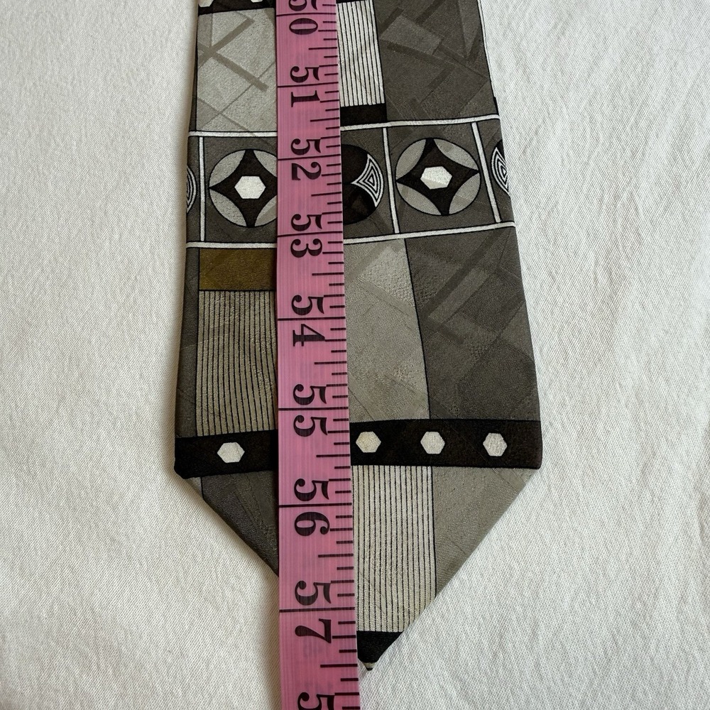 Carlo Palazzi Studio Tie Vintage 90s Wide 100% Silk Art Deco Geometric Luxury - Picture 10 of 10